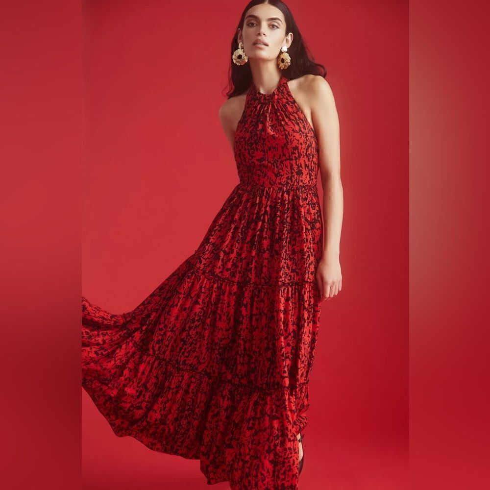 Anthropologie Payal Jain Tiered Shoulder-Tie Dress